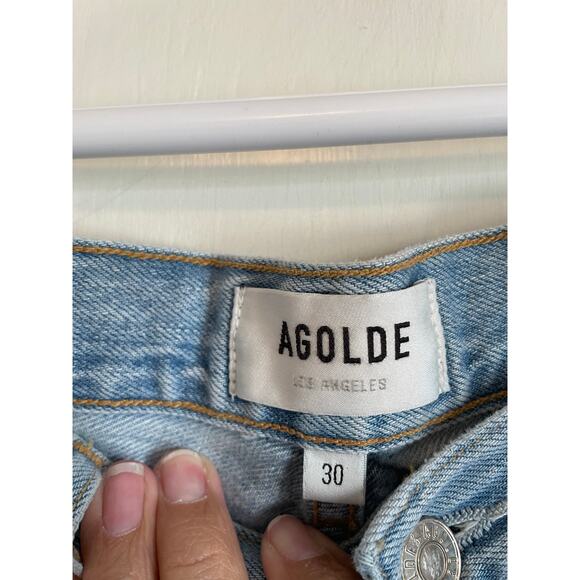 Agolde High Rise Straight Leg button fly jeans distressed Size 30 - Picture 5 of 6